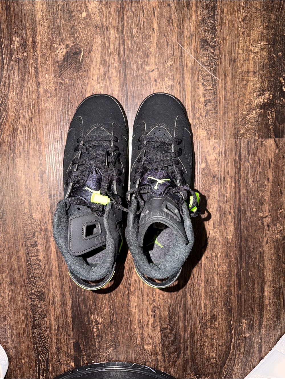 Jordan Kids Black High-Top Sneakers with Neon Green Accents